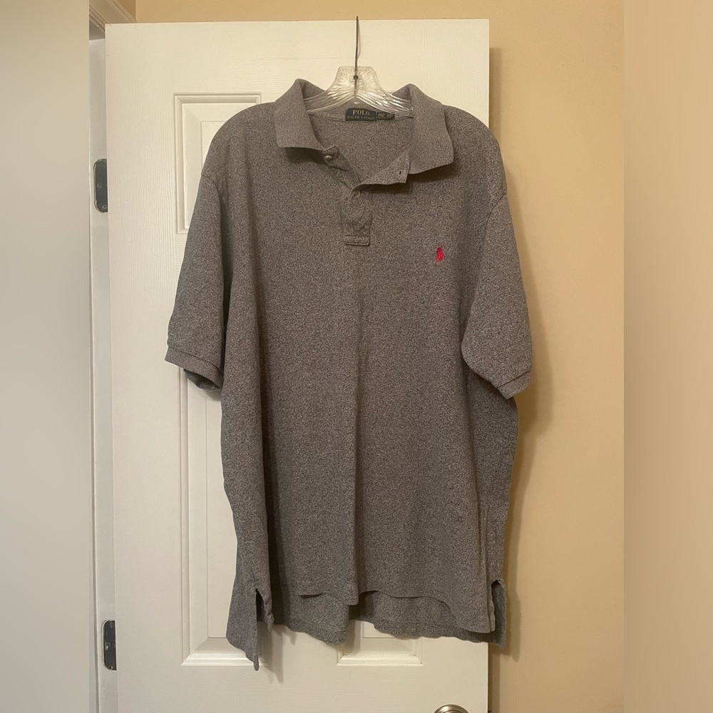 Polo by Ralph Lauren Vintage Gray Short Sleeve Polo Shirt Mens 2XLT